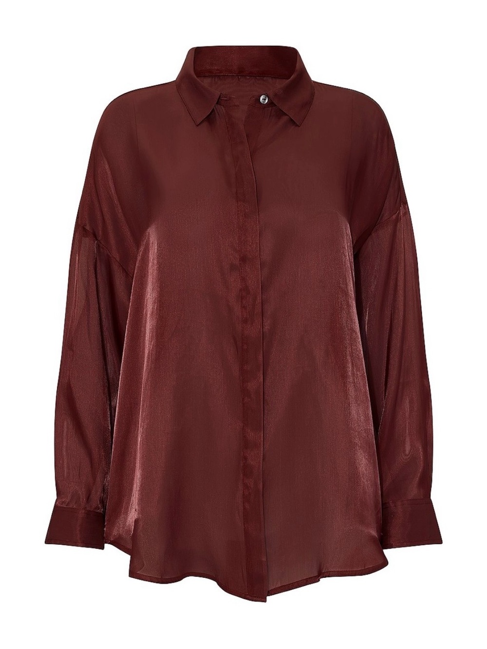 Victoria's Secret Burgundy Satin Button-Down Shirt